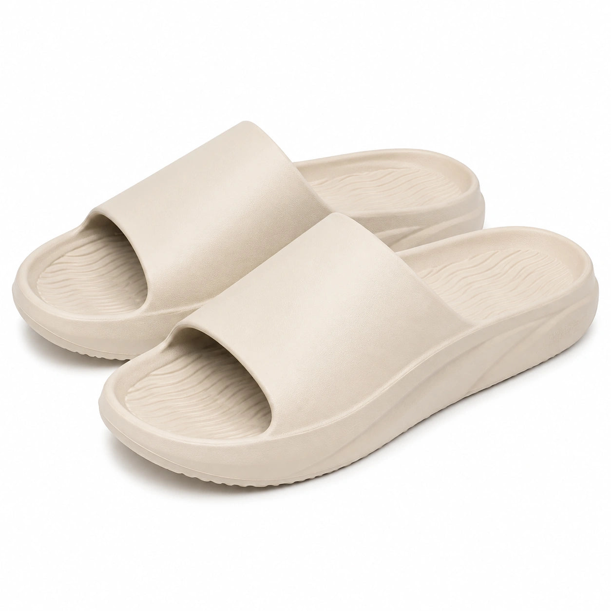 Badeschlappen Größe 40/41 aus Kunststoffschaum Beige - rutschhemmende Sommerschuhe