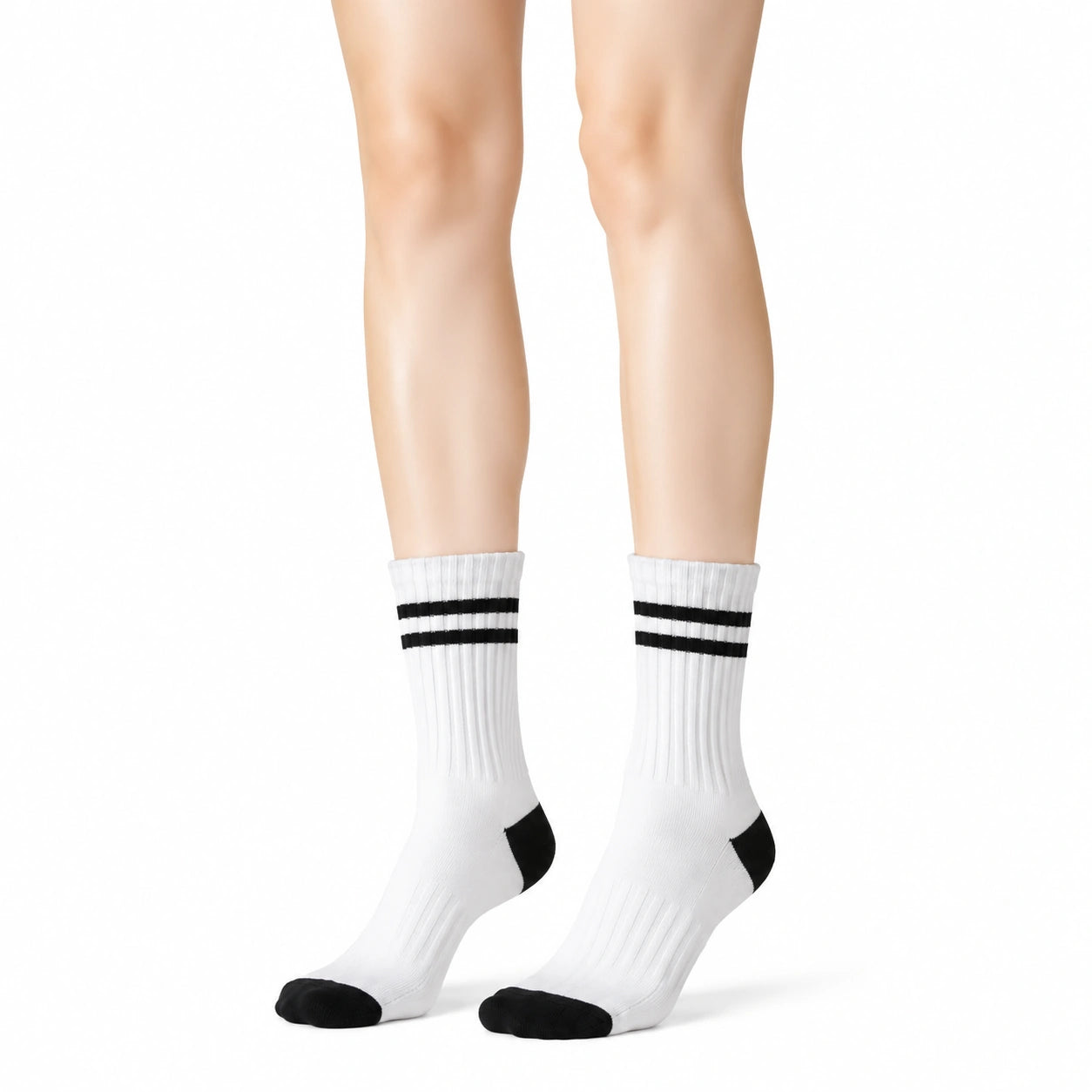 Sportsocken 39-42 aus Textil Weiß Schwarz gerippt für Alltag und Sport