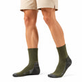 Sportsocken Größe 39-42 aus Stricktextil Olivgrün Anthrazit für Outdoor mit Rippenschaft