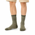 Socken 35-38 Olivgrün aus Textilstrick mit Rippstruktur