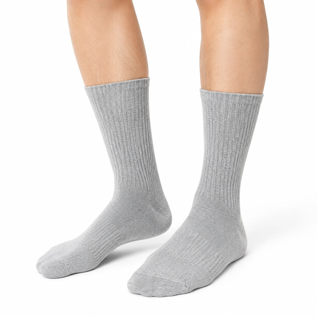Socken Größe 35-38 aus Strickmaterial in Grau mit Rippstruktur