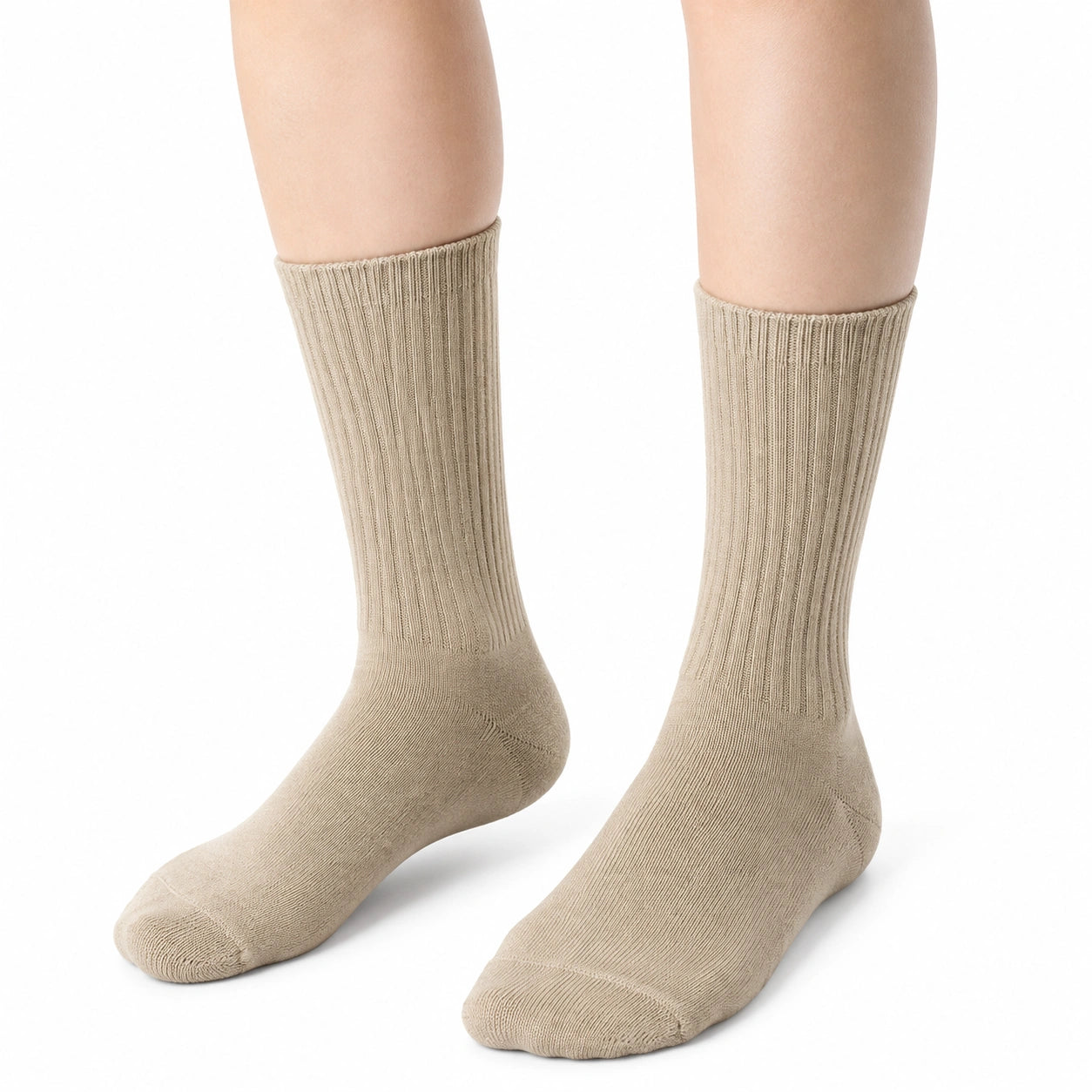 Textilsocken 35-38 Beige gerippt für Alltag