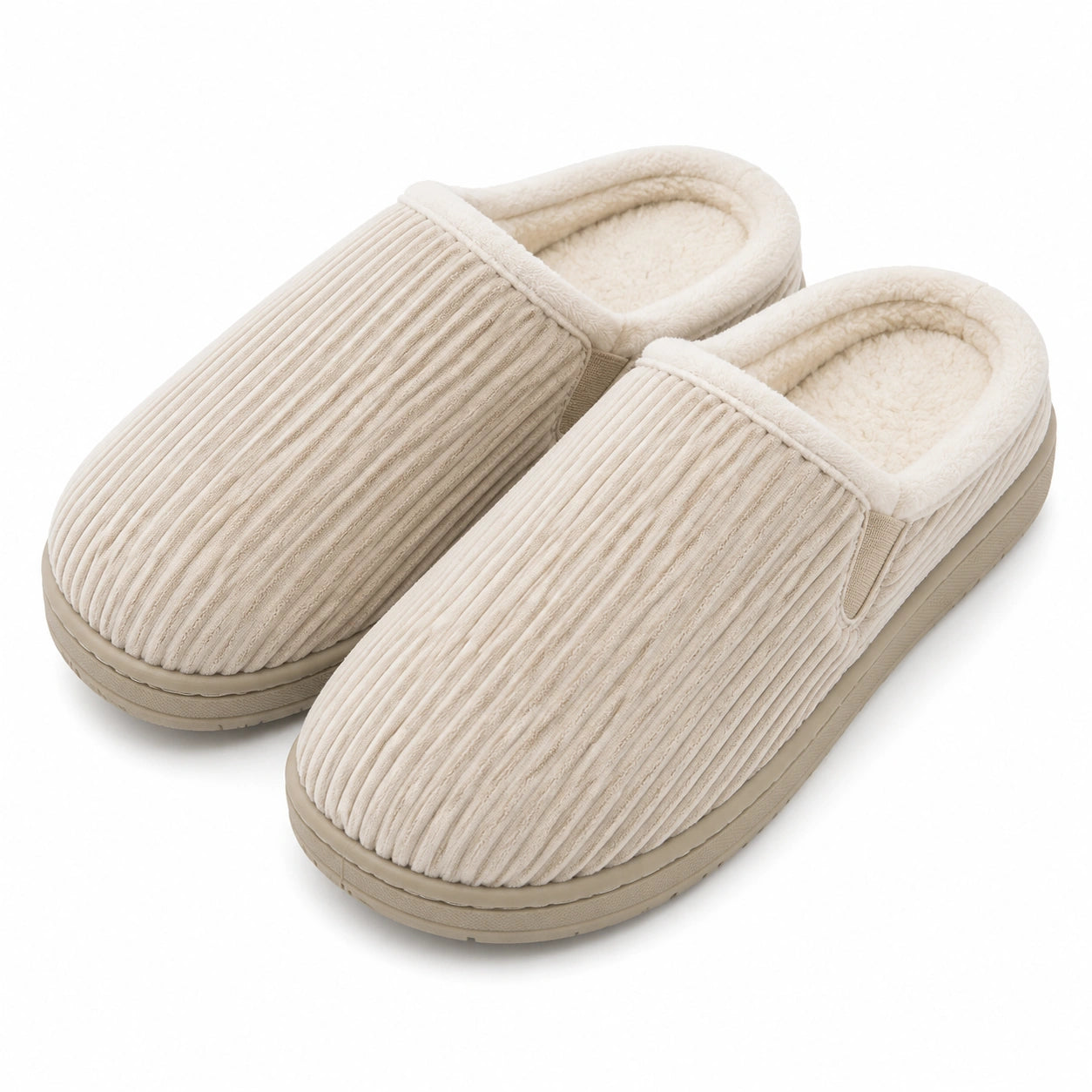 Hausschuhe Größe 42/43 aus Textil in Creme mit Futter und rutschhemmender Sohle