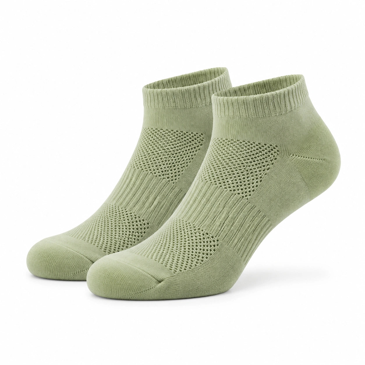 Sneakersocken 39-42 Hellgrün aus Textilstrick mit Mesh-Zonen