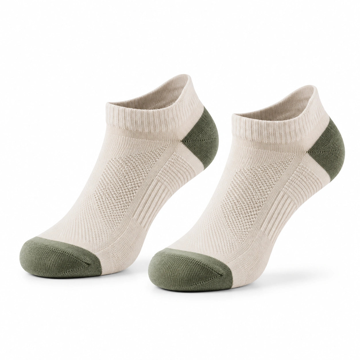 Sportsocken 43-46 aus Textilfasern in Beige Grün mit geripptem Bund