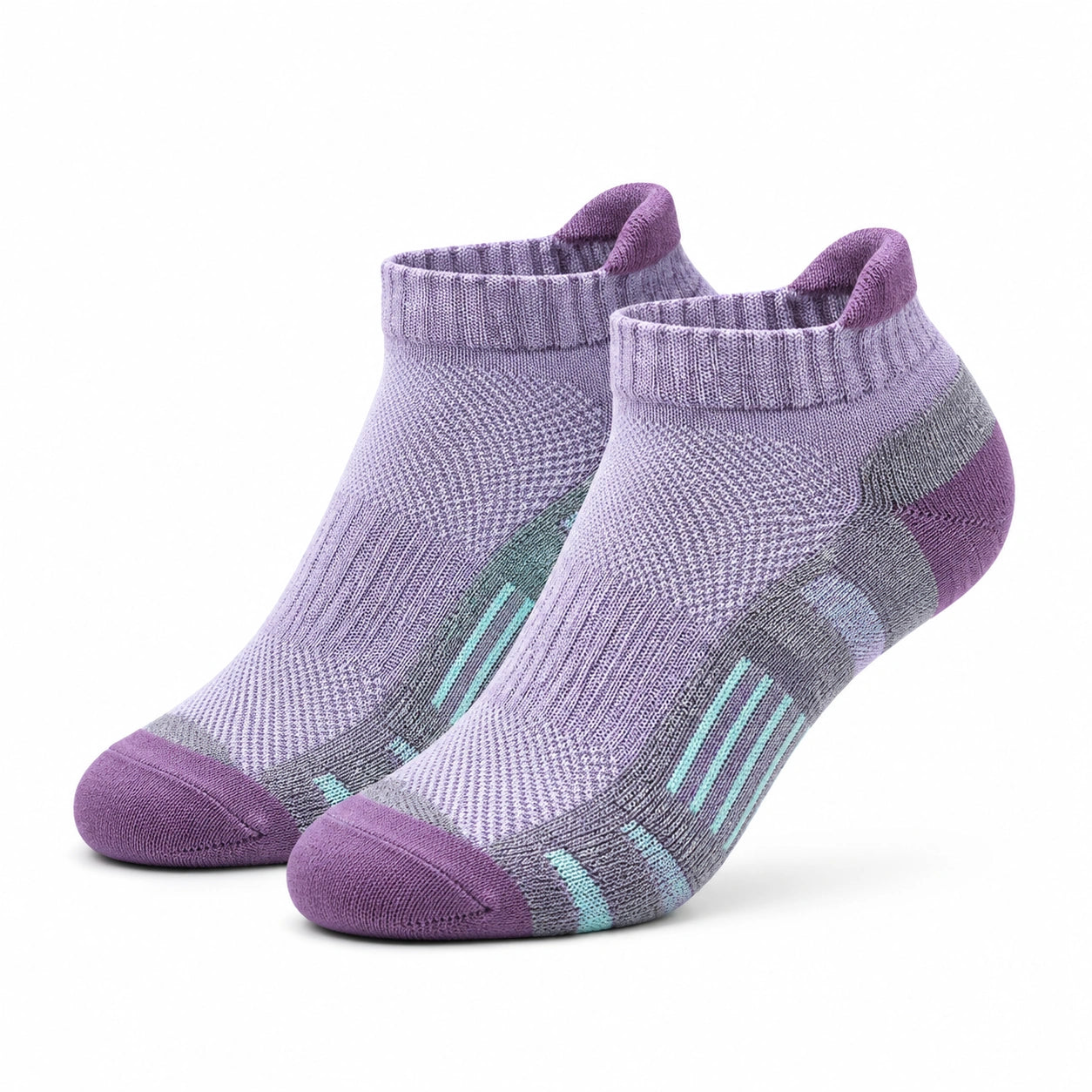 Sportsocken 43-46 Textil Lila Grau mit geripptem Bund