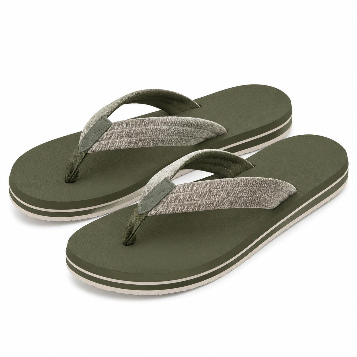 Zehentrenner Größe 38/39 olivgrün mit Textilriemen rutschfeste Freizeit-Sandalen