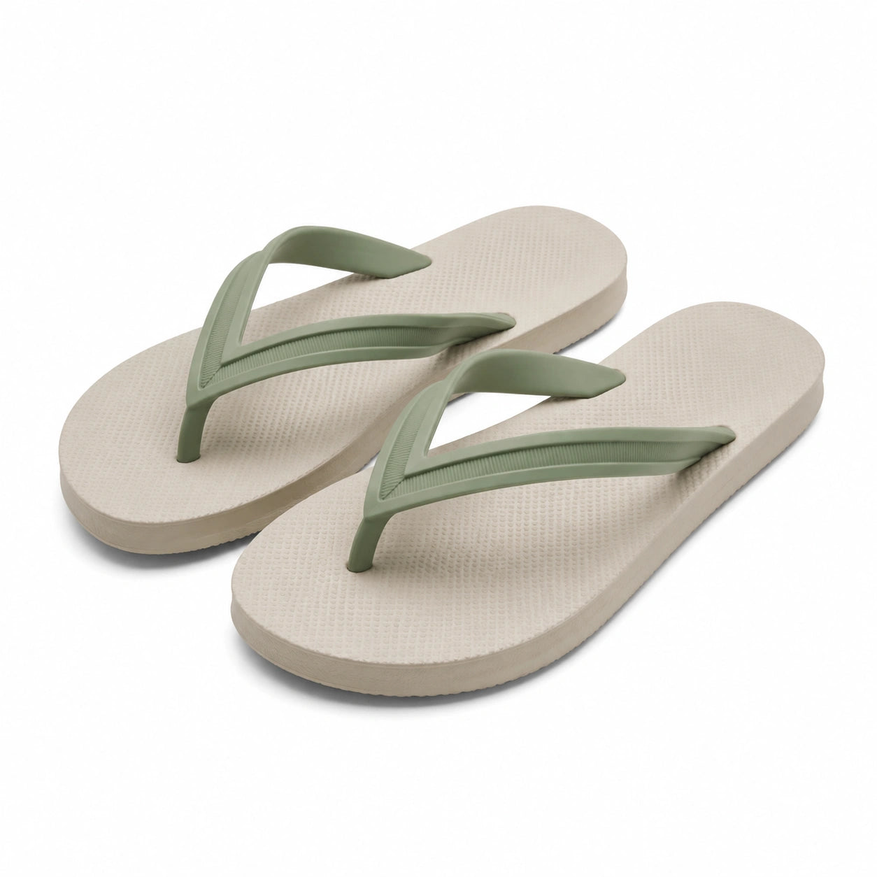 Zehentrenner 40/41 aus Kunststoff in Creme Salbeigrün mit profilierter Sohle