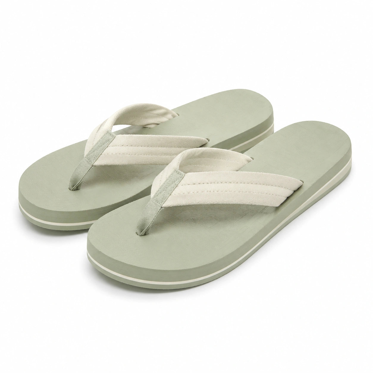 Flip-Flops Größe 40/41 mit Textilriemen in Salbeigrün Creme für Sommer
